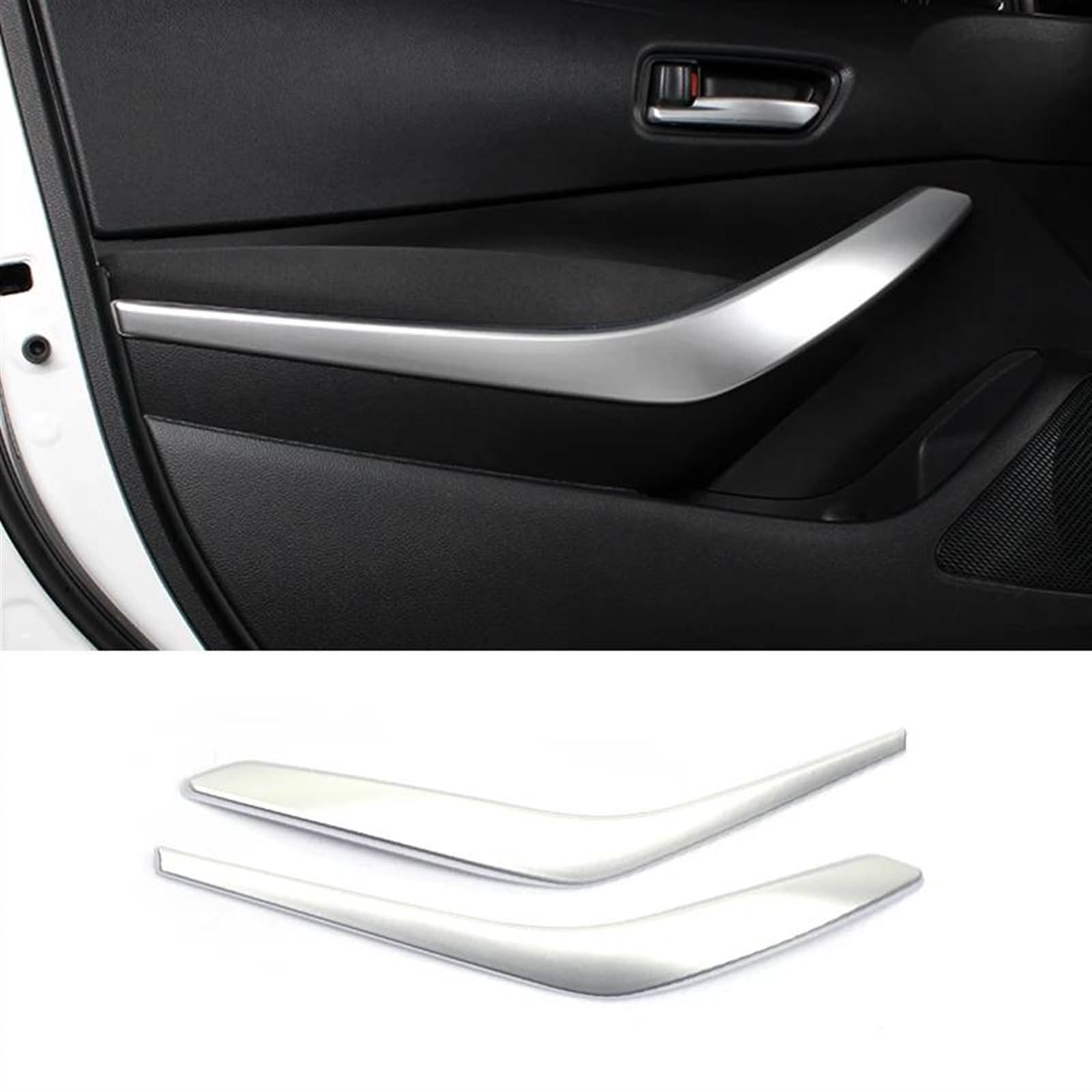 Aufkleber Abdeckung Cover Decal Trim Carbon Auto Tür Inner Griff Rahmen Trim Aufkleber Schutz Für Toyota Für Corolla E210 2019 2020 2021 2022 2023 Für Hybrid(Silber) von SCUASKJ