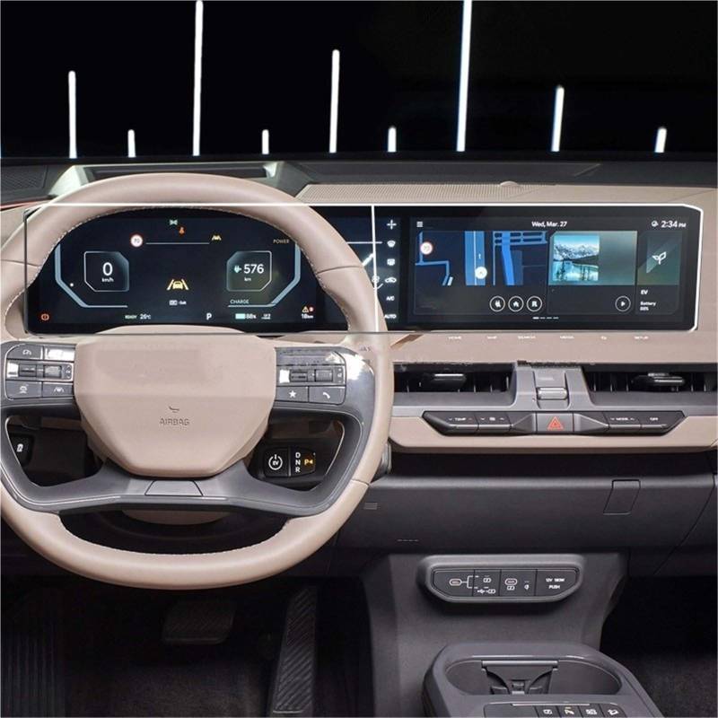 Auto Displayschutzfolie 12,3 Zoll Auto-Infotainment-GPS-Radio-Navigation Innenausstattung Gehärtetes Glas Displayschutzfolie Für Kia Für EV9 Für EV5 2024 2025 GPS Schutzfolie von SCUASKJ