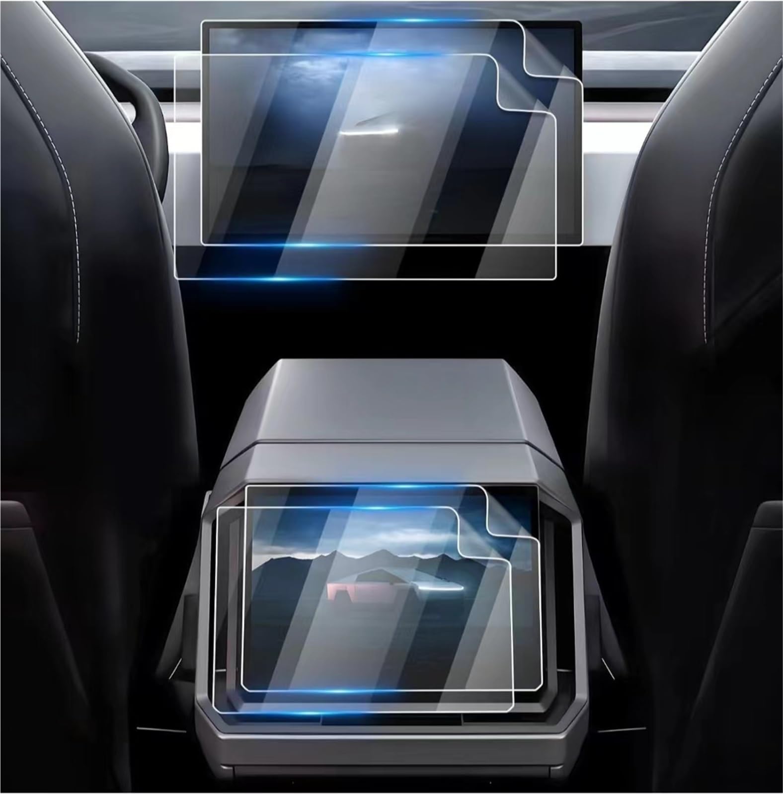 Auto Displayschutzfolie 18,5 Zoll + 9,4 Zoll Navigation Und Sekundärer Touchscreen-Schutz-PET-Film (2 Stück) Für Tesla Für Cybertruck 2024 GPS Schutzfolie von SCUASKJ