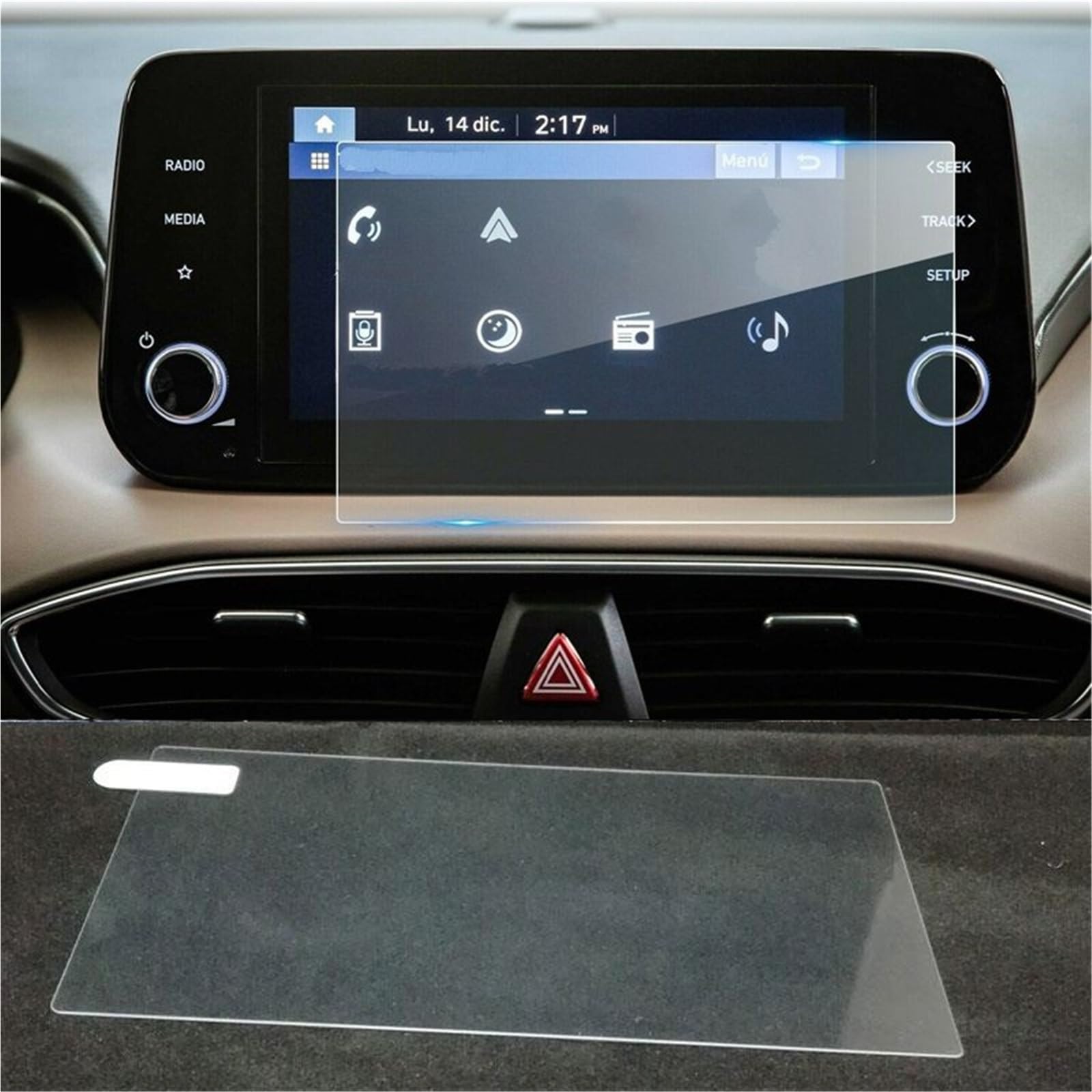 Auto Displayschutzfolie Auto-Infotainment-Radio GPS-Konsole Navigation Gehärtetem Glas Screen Protector Für Hyundai Für Santa Fe 2021-2022 GPS Schutzfolie(8 inch) von SCUASKJ