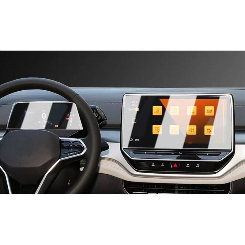 Auto Displayschutzfolie Auto-LCD-GPS-Navigation Gehärtetem Glas Und Armaturenbrett-Bildschirmschutzfolie Für VW Für ID6 Für ID6X ID Für CROZZ 2021 2022 2023 GPS Schutzfolie(Dashboard and GPS) von SCUASKJ