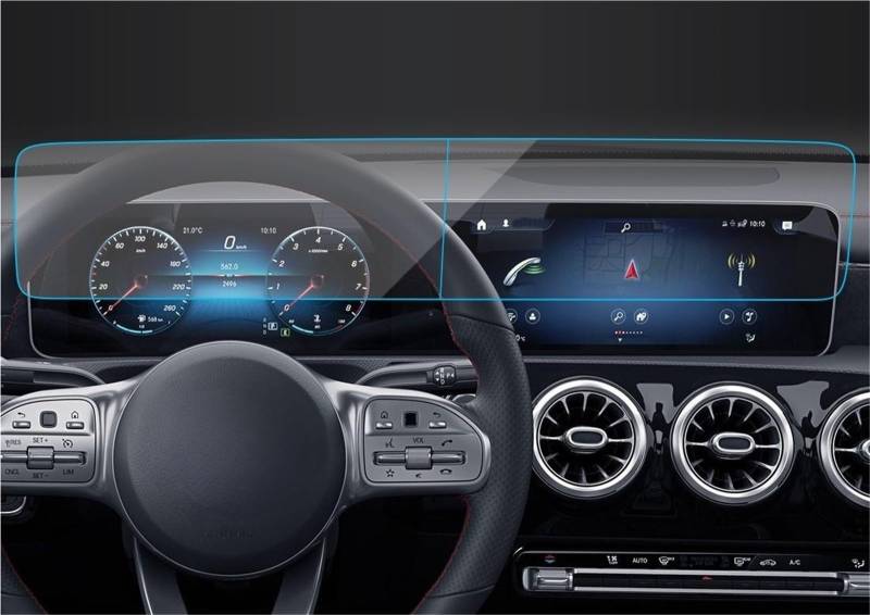 Auto Displayschutzfolie Für Benz Für Cla 2023 Autozubehör Aufkleber Displayschutzfolie Navigator Display Schutzfolie Aus Gehärtetem Glas GPS Schutzfolie(Blue Left-Hand Drive) von SCUASKJ