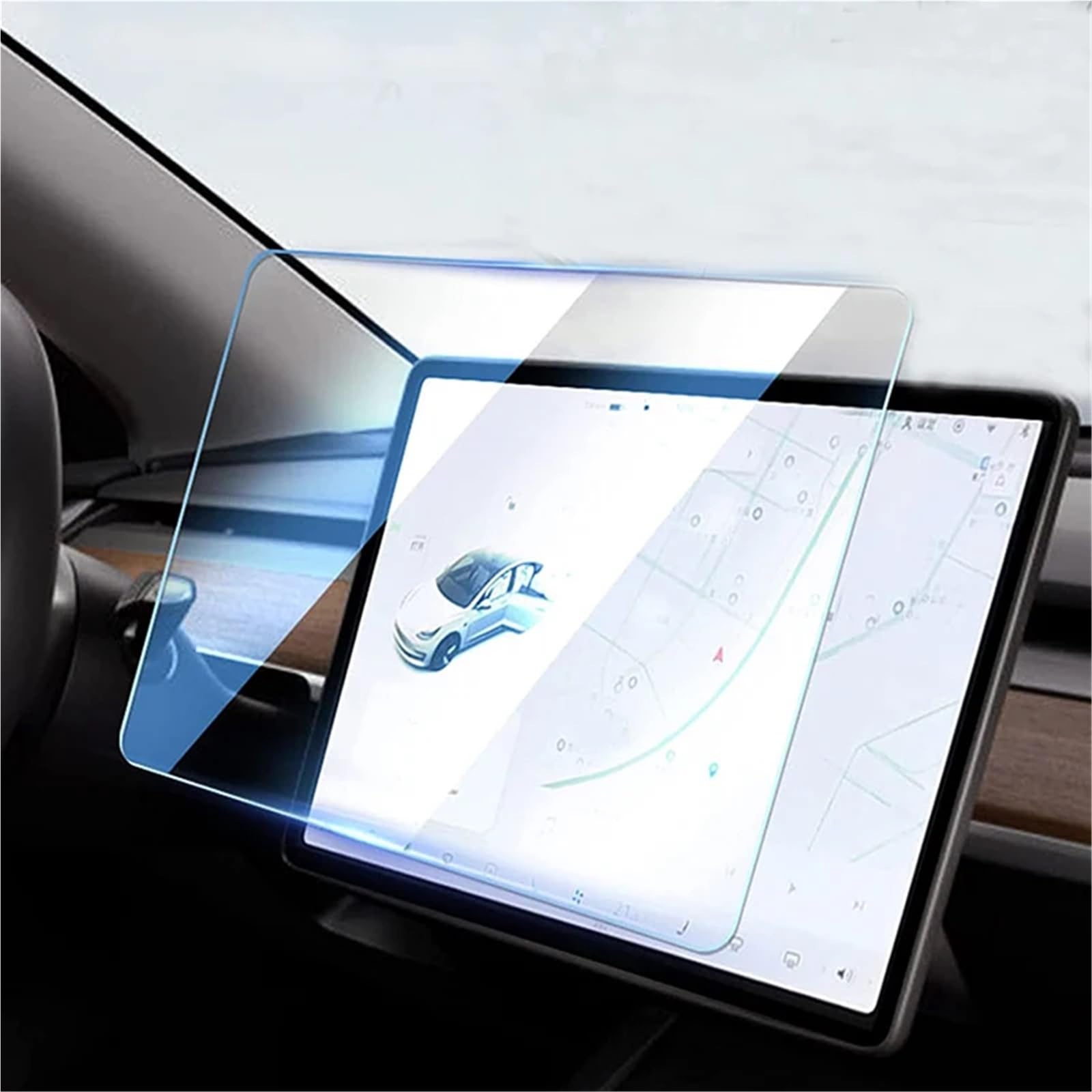 Auto Displayschutzfolie Für Tesla Für Modell 3 Y 15 Zoll Touch Screen Protector Center Control Screen Glas Film Gehärtetem Glas Definition GPS Schutzfolie(2 Pieces) von SCUASKJ