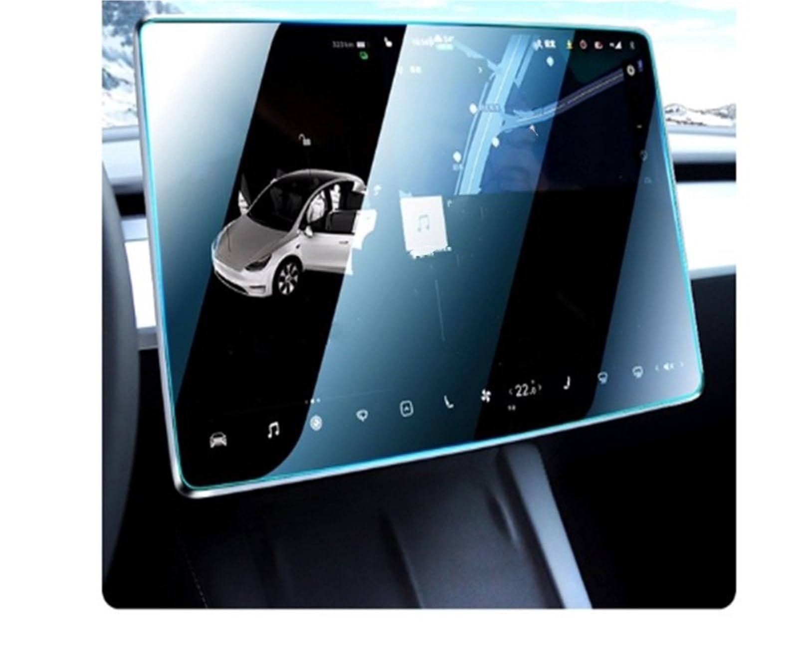 Auto Displayschutzfolie Für Tesla Für Modell 3 Y 2023 2022 2021 9H Matt Gehärtetes Glas Displayschutzfolie Center Control Navigation Film GPS Schutzfolie(HD) von SCUASKJ