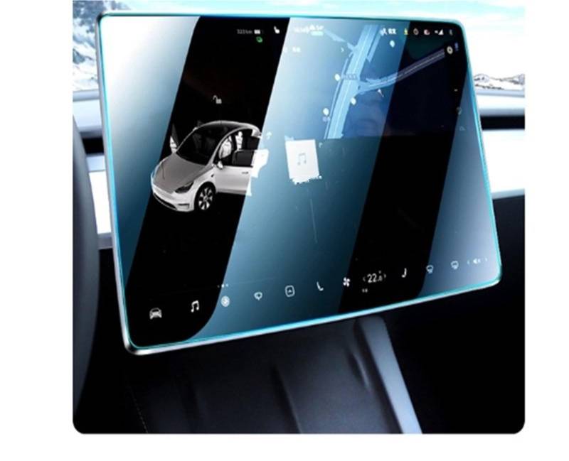 Auto Displayschutzfolie Für Tesla Für Modell 3 Y 2023 2022 2021 9H Matt Gehärtetes Glas Displayschutzfolie Center Control Navigation Film GPS Schutzfolie(HD) von SCUASKJ