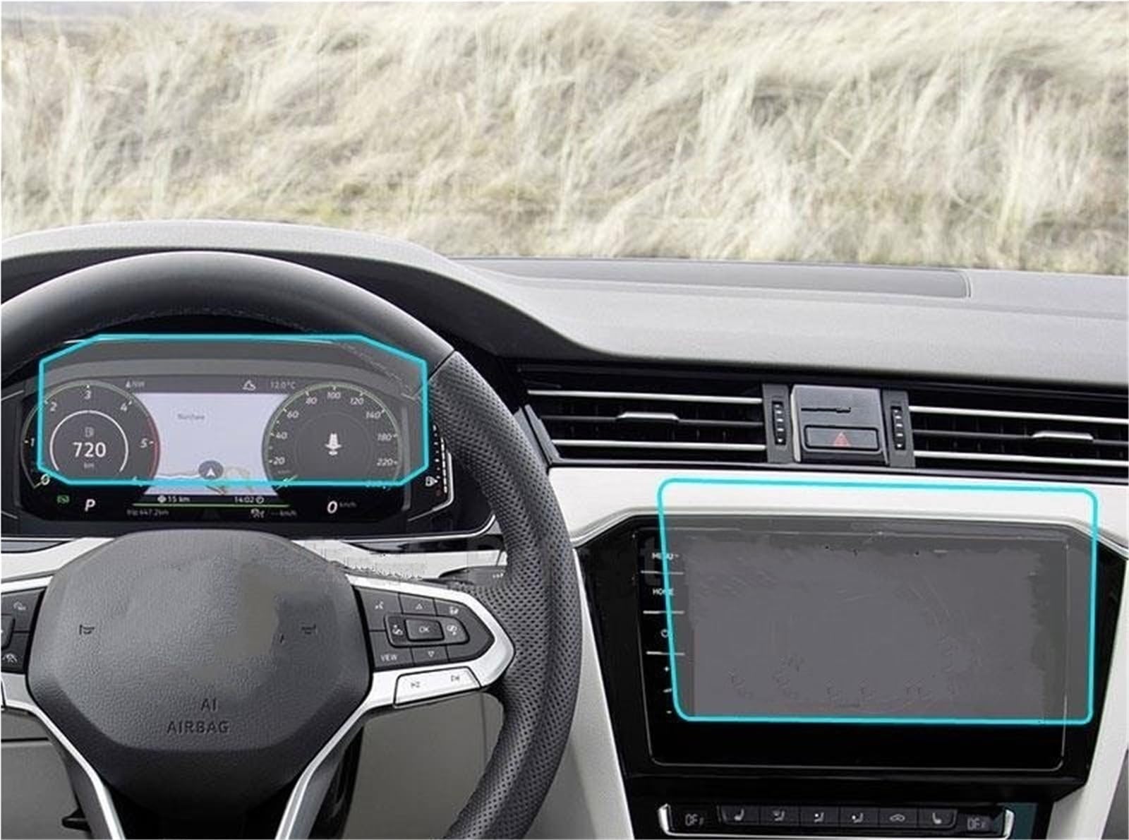 Auto Displayschutzfolie Für VW Für Passat Für Alltrack 2020 2021 Auto Navigation Gehärtetes Glas LCD Screen Schutzfolie Aufkleber Dashboard Schutz GPS Schutzfolie(GPS and Instrument) von SCUASKJ