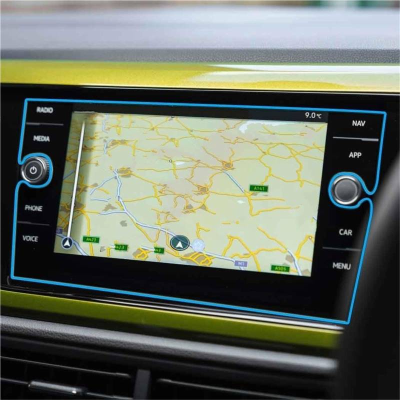 Auto Displayschutzfolie Für VW Für Taigo 2022 GPS Center Screen Auto Innen Aufkleber Zubehör 8 Zoll Gehärtetem Glas Screen Protector Film GPS Schutzfolie(GPS) von SCUASKJ