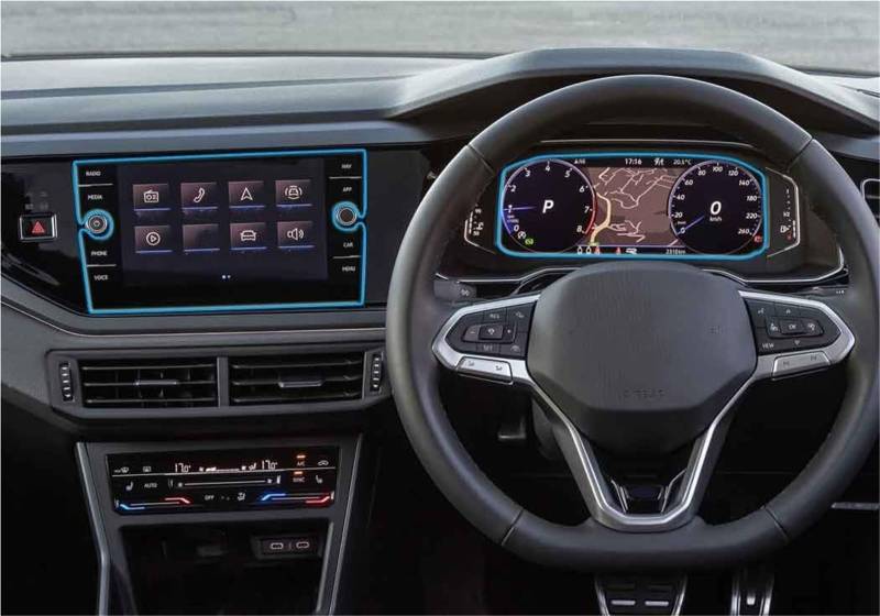 Auto Displayschutzfolie Für VW Für Taigo 2022 GPS Center Screen Auto Innen Aufkleber Zubehör 8 Zoll Gehärtetem Glas Screen Protector Film GPS Schutzfolie(GPS and Instrument) von SCUASKJ