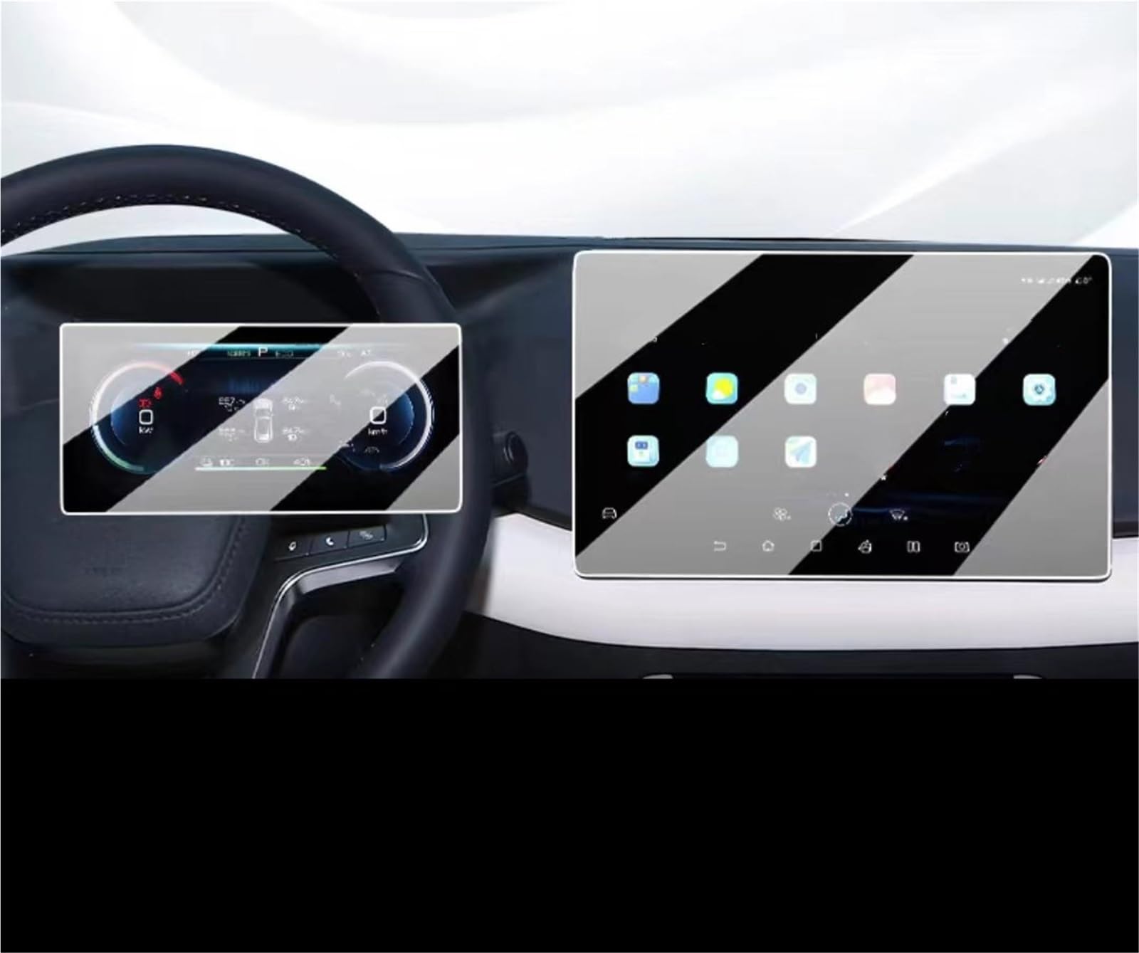 Auto Displayschutzfolie LCD-Autoradio 12,8 Zoll GPS-Navigation Gehärtetes Glas Und Armaturenbrett-Bildschirmschutzfolie Für BYD Für Yuan UP 2024 GPS Schutzfolie(Dashboard and GPS) von SCUASKJ