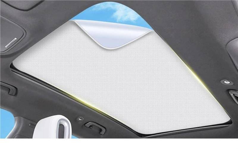 Auto Scheiben Sonnenblende Auto Elektrostatische Adsorption Schiebedach Sonnenschirm Wärmedämmung Dachfenster Aufkleber Für Taycan 2019 2020 2021 2022 2023(Beige) von SCUASKJ
