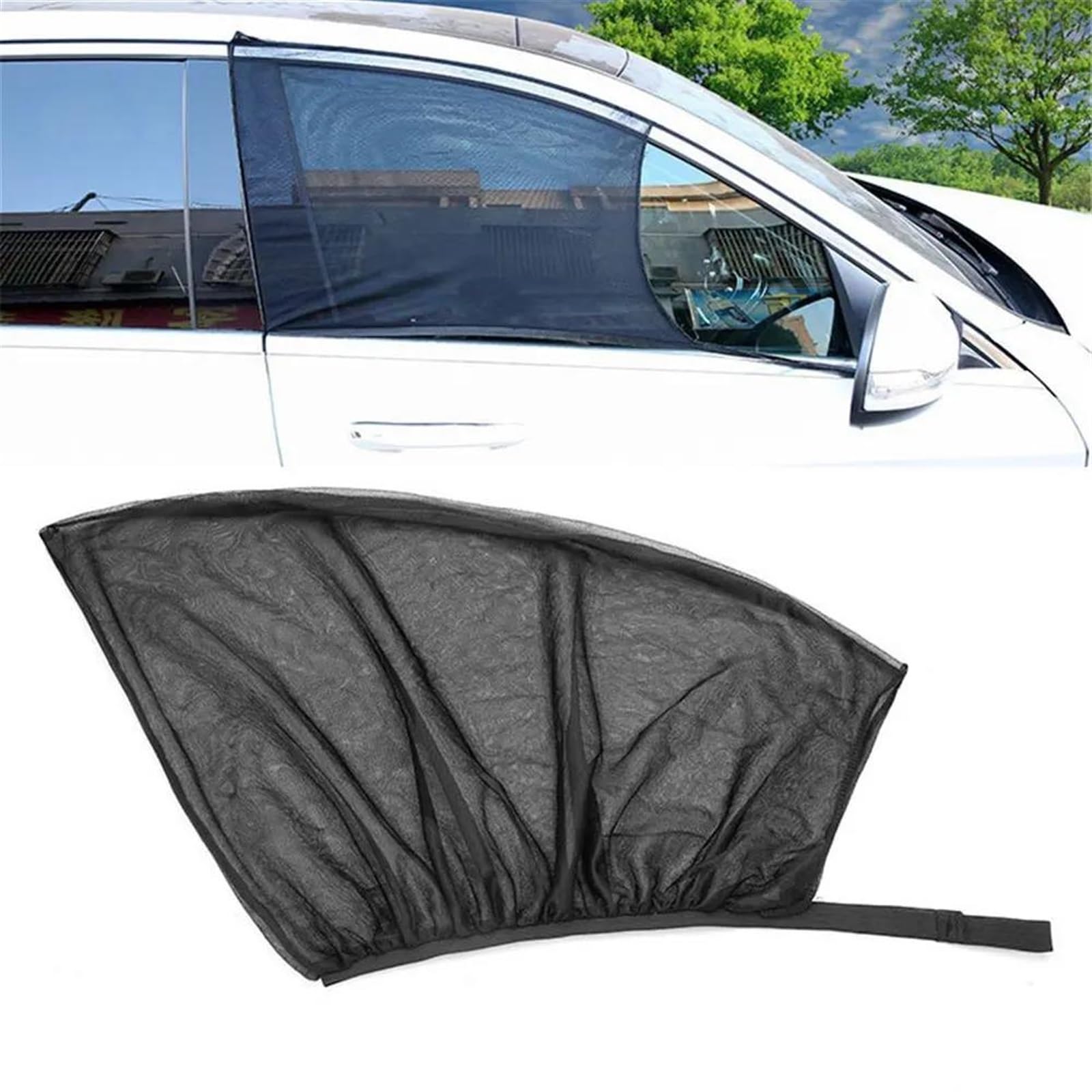 Auto Scheiben Sonnenblende Universeller Sonnenschutz Für Auto-Seitenfenster, UV-Schutz, Mückenschutz, Netzvorhang Für Die Hintertür, 2 Stück, 125 X 60 cm(2 Pack Back Window) von SCUASKJ