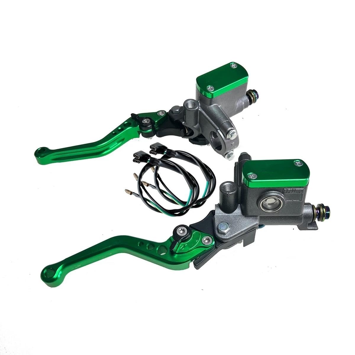 1 Paar Hebel Verstellbarer Griff Hydraulische Kupplung Bremspumpe Kolben 14 Mm Hauptzylinder Für Motorrad-Rennbremse Kupplungshebel Bremshebel(Green 1 Pair) von SCZMBLTLNV