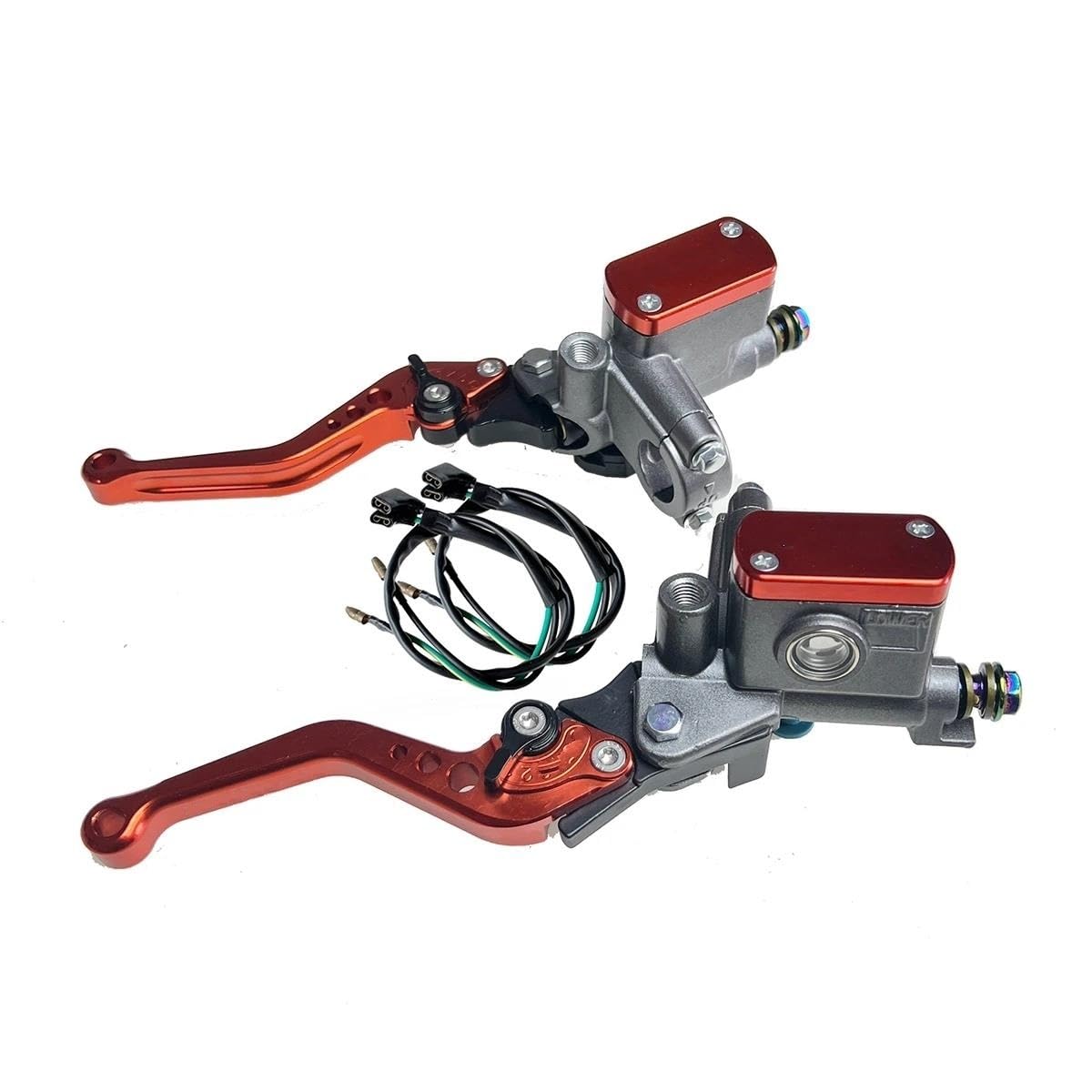 1 Paar Hebel Verstellbarer Griff Hydraulische Kupplung Bremspumpe Kolben 14 Mm Hauptzylinder Für Motorrad-Rennbremse Kupplungshebel Bremshebel(Orange 1 Pair) von SCZMBLTLNV