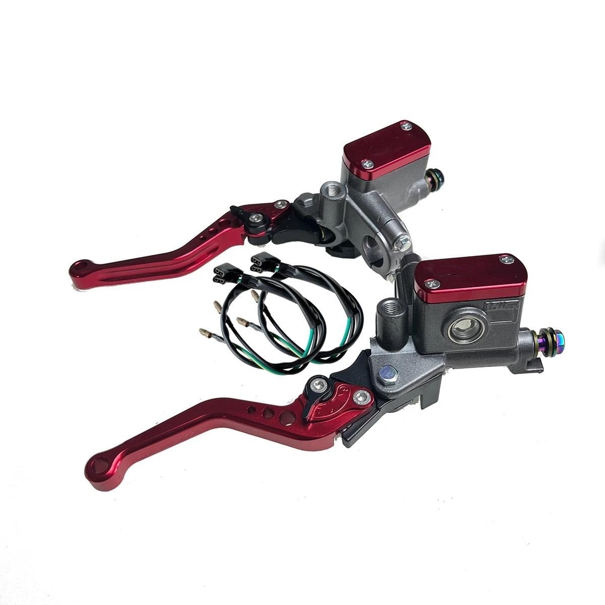 1 Paar Hebel Verstellbarer Griff Hydraulische Kupplung Bremspumpe Kolben 14 Mm Hauptzylinder Für Motorrad-Rennbremse Kupplungshebel Bremshebel(Red 1 Pair) von SCZMBLTLNV
