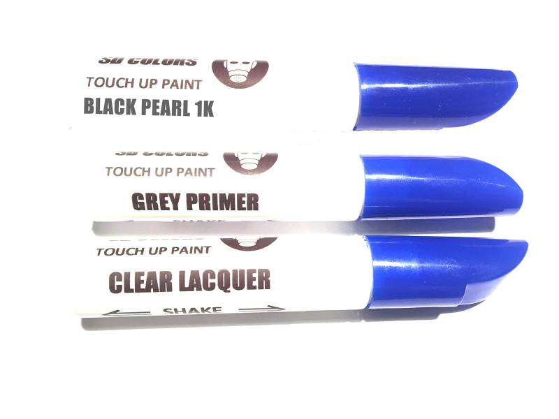 SD COLORS 12 ml Touch-Up-Farbe, Klarlack und Grundierung mit Pinsel - Black Pearl (1K) - Kompatibel mit KIA - Kratzer, Chips und Lackreparatur von SD COLORS