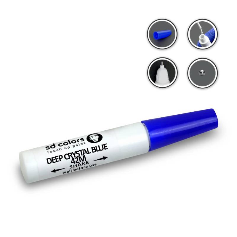 SD COLORS 12 ml Touch-Up-Farbe mit Pinsel - DEEP Crystal Blue (42M) - Kompatibel mit Mazda - Kratzer, Chips und Lackreparatur. von SD COLORS