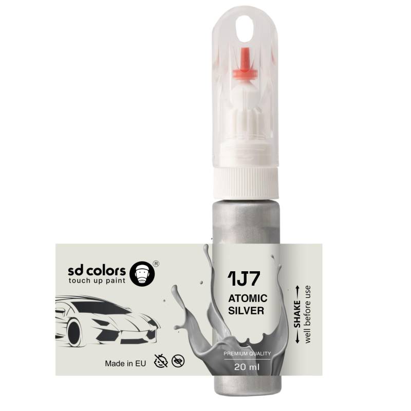 SD COLORS Atomic Silver 1J7 Ausbesserungslack, 20 ML, praktischer Pinsel zur Reparatur von Kratzern (Farbe und Lack) von SD COLORS