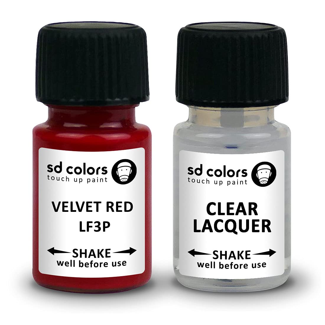 SD COLORS Ausbesserungslack, samtrot, LF3P, 15 ML, Reparatur-Pinsel, Farbcode LF3P, samtrot (Farbe + Lack) von SD COLORS