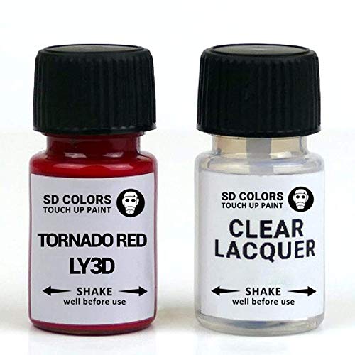SD COLORS Ausbesserungslack in Tornado-Rot, LY3D Y3D G2, 8 ml, Reparatur-Pinsel, Farbcode LY3D Y3D G2 Tornado-Rot (Lack + Lack) von SD COLORS