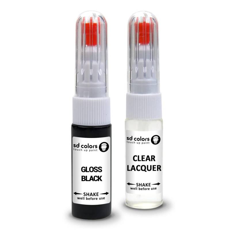 SD COLORS Ausbesserungslackstift in Schwarz mit Metalllegierung, Reparaturset, 20 ML, für Kratzer, Chips, Pinsel und Lackierung von SD COLORS