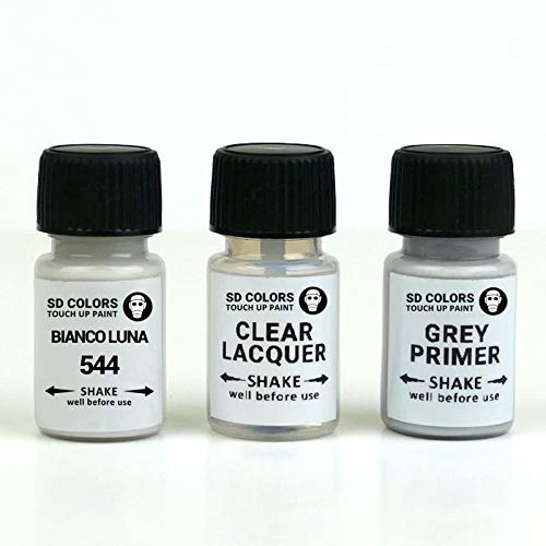 SD COLORS Bianco Luna 544 Ausbesserungslack, 15 ML, Reparatur-Pinsel für Motorräder, Roller (Farbe + Grundierung + Lack) von SD COLORS
