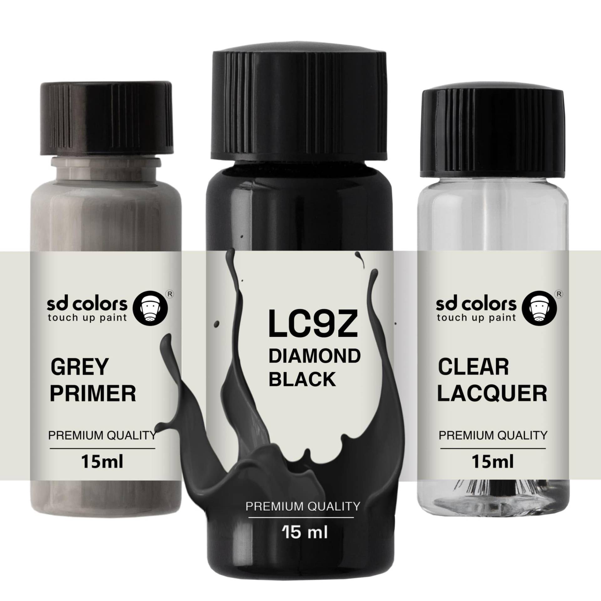 SD COLORS Black Magic LC9Z C9Z Z4 Ausbesserungslack, 15 ML, Reparatur-Pinsel, Farbcode LC9Z C9Z Z4 Black Magic (Farbe+Grundierung+Lack) von SD COLORS