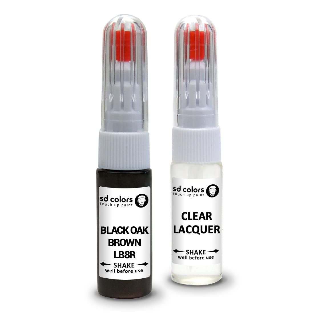 SD COLORS Black Oak Brown LB8R Reparaturset, kompatibel mit VW/Audi, 20 ML, Kratzer-Chip-Pinsel, Farbcode LB8R, Schwarz/Eichenbraun (Lack + Lack) von SD COLORS