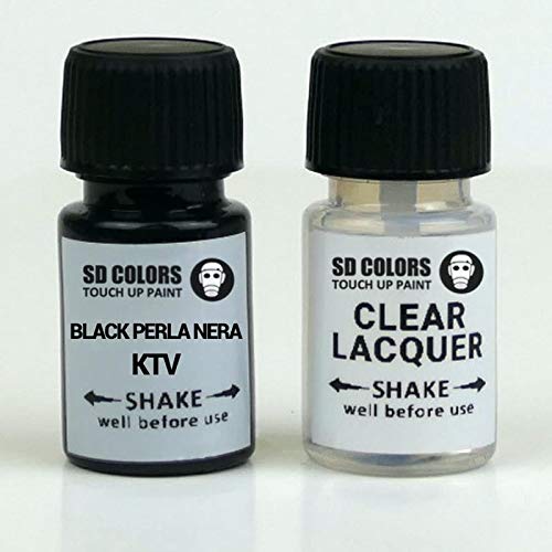 SD COLORS Black Perla Nera KTV Ausbesserungslack, 8 ml, Reparatur-Pinsel, Farbcode KTV Black Perla Nera (Lack + Lack) von SD COLORS