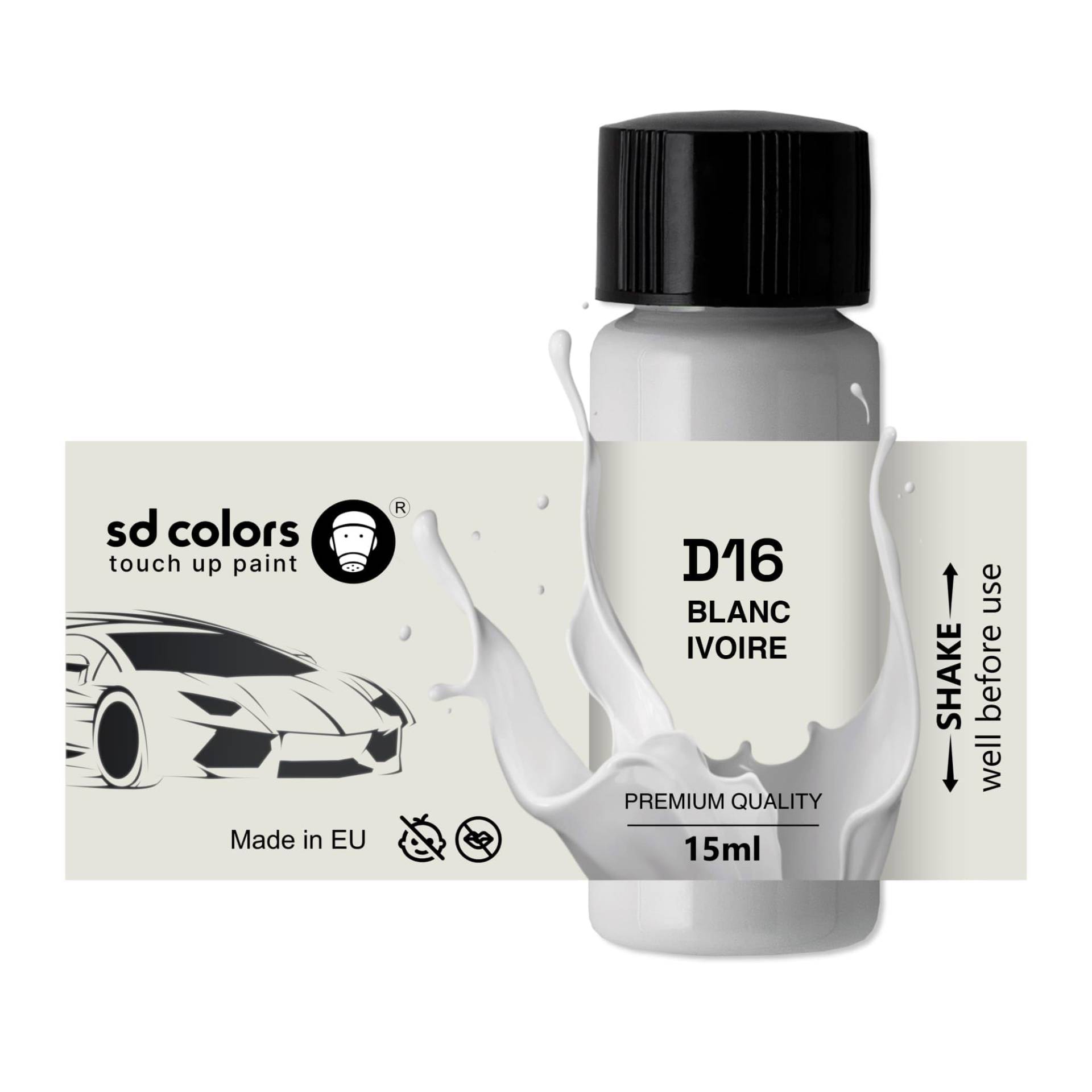 SD COLORS Blanc Ivoire D16 Ausbesserungslack, 15 ML, für Kratzer, Chips, Farbcode D16, blanko, elfenbeinfarben SD COLORS Blanc Ivoire D16 Ausbesserungslack, 15 ML, für Kratzer, Chips, Farbcode D16, blanko, elfenbeinfarben von SD COLORS