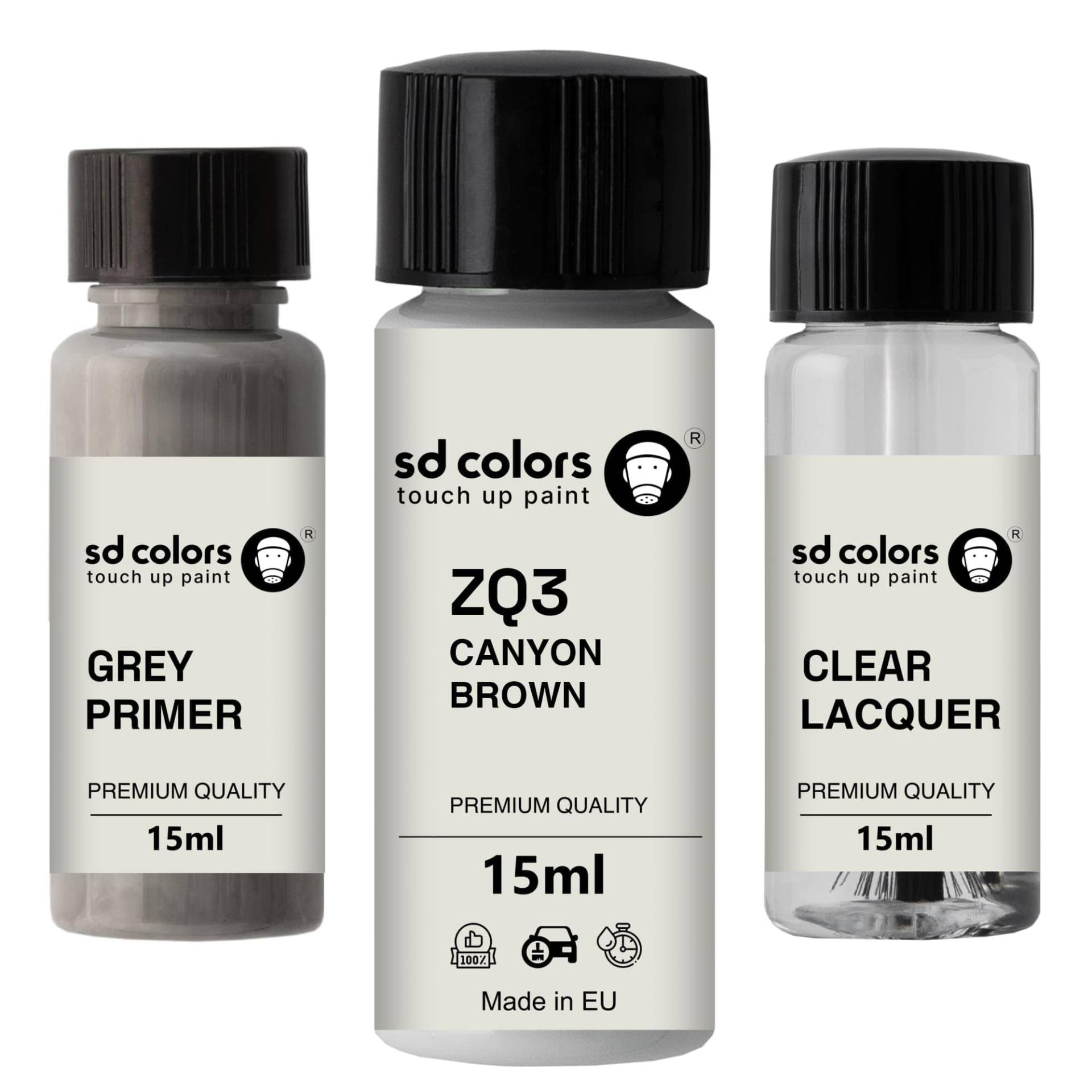 SD COLORS Canyon Brown ZQ3 Ausbesserungslack, 15 ML, Reparatur-Pinsel, Farbcode ZQ3 Canyon Brown (Farbe + Grundierung + Lack) von SD COLORS