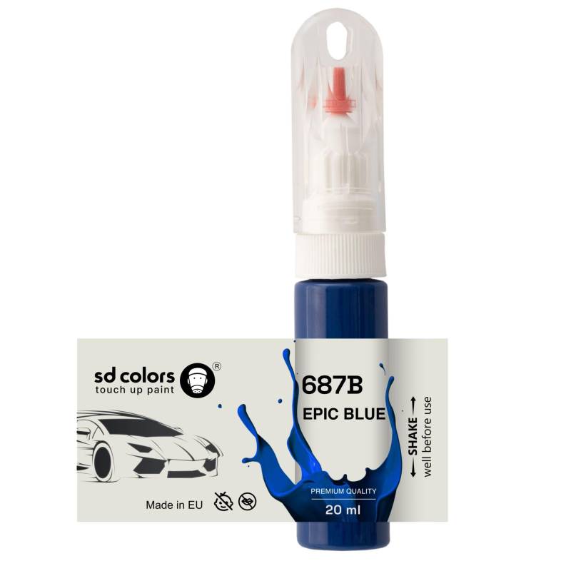 SD COLORS Epic Blue 687B 687/B Ausbesserungslack, 20 ML, praktischer Pinsel zur Reparatur von Kratzern von SD COLORS