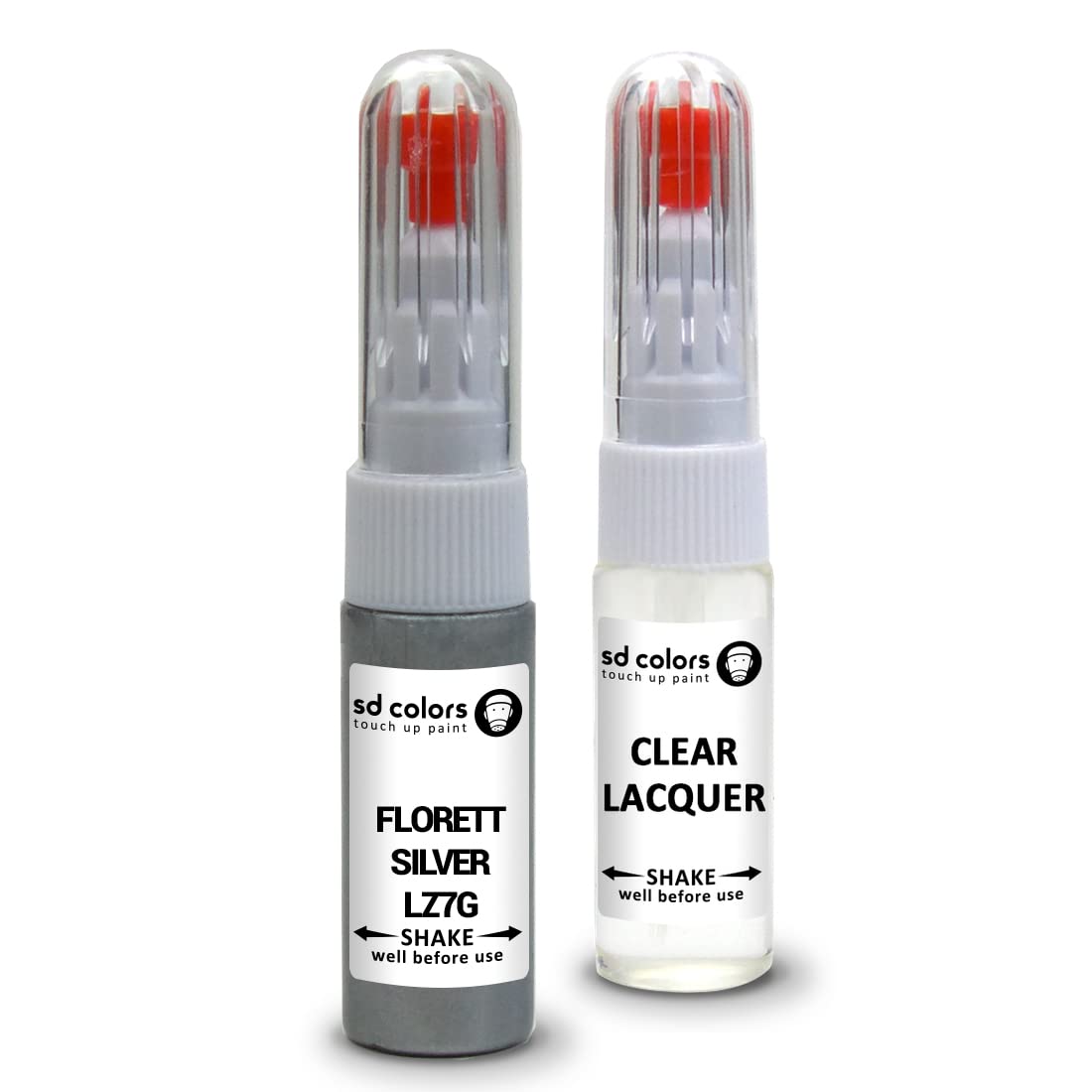 SD COLORS Florett Silver LZ7G Reparaturset, kompatibel mit VW/Audi, 20 ML, für Kratzer, Chips, Farbcode LZ7G, Floret-Silber (Lack + Lack) von SD COLORS
