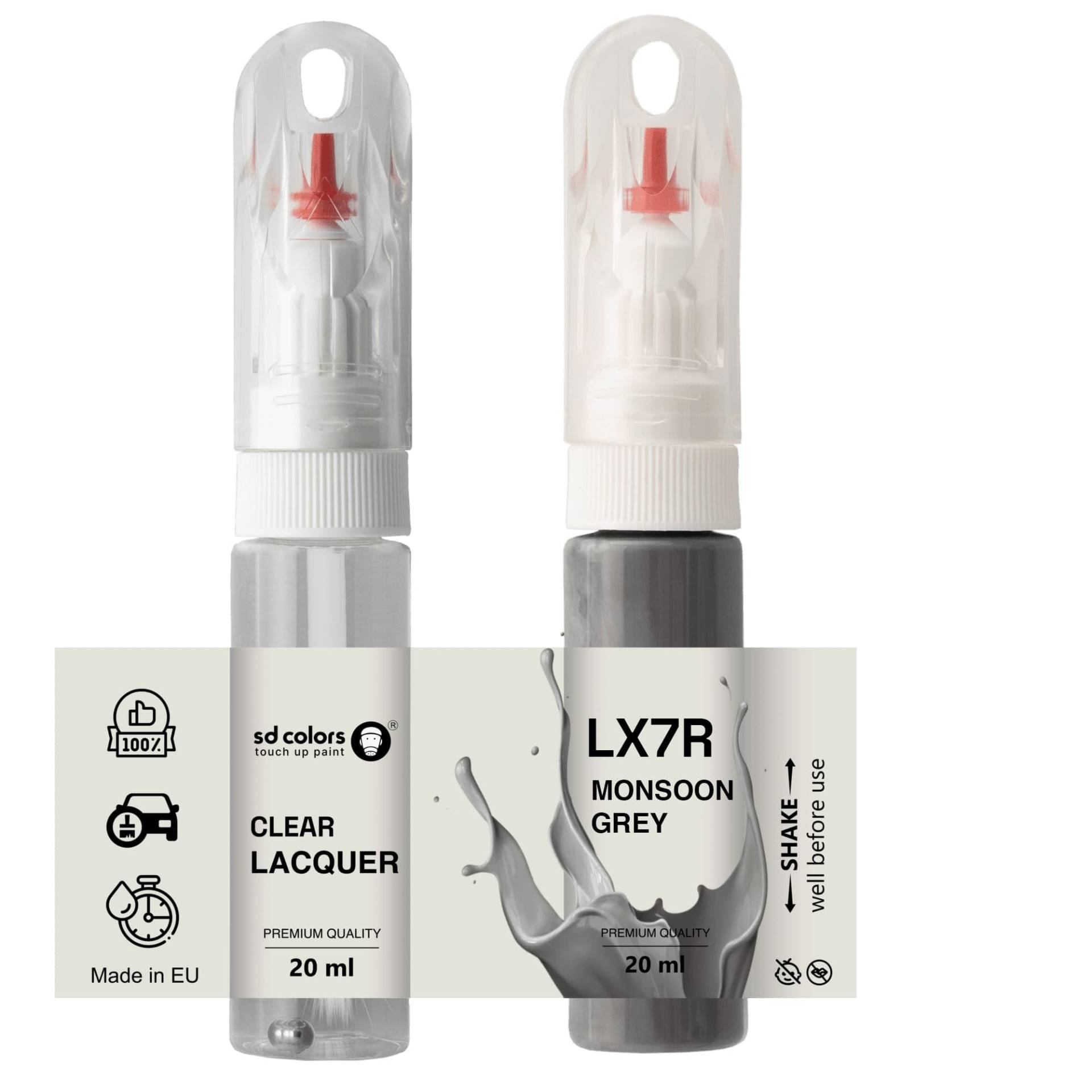 SD COLORS Monsoon Grey LX7R Lackstift, 20 ML, praktischer Pinsel zur Reparatur von Kratzern (Farbe + Lack) von SD COLORS