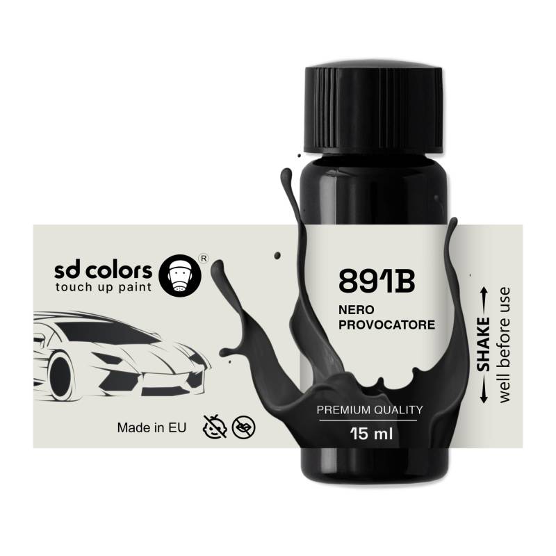 SD COLORS NERO PROVOCATORE 891B Ausbesserungslack, 15 ML, Reparatur-Pinsel, Farbcode 891B NERO PROVOCATORE (Farbe) von SD COLORS