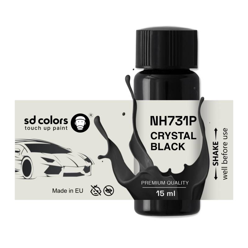 SD Colors NH731P Ausbesserungslack, 15 ML, Reparatur-Pinsel, Farbcode NH731P Kristallschwarz (Farbe Nr. NH731P) von SD COLORS