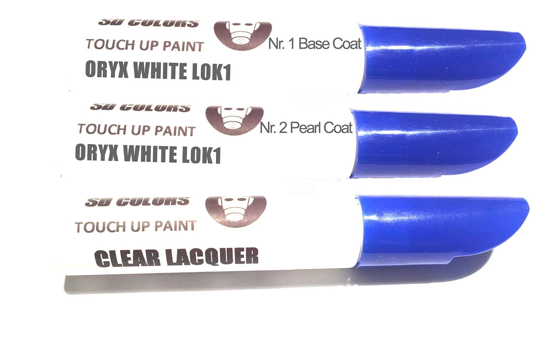 SD COLORS ORYX WHITE L0K1 Lackstift-Reparaturset, 12 ml, Pinsel mit Kratzabsplitterung, Farbcode L0K1 ORYX WHITE (Lack + Lack) von SD COLORS