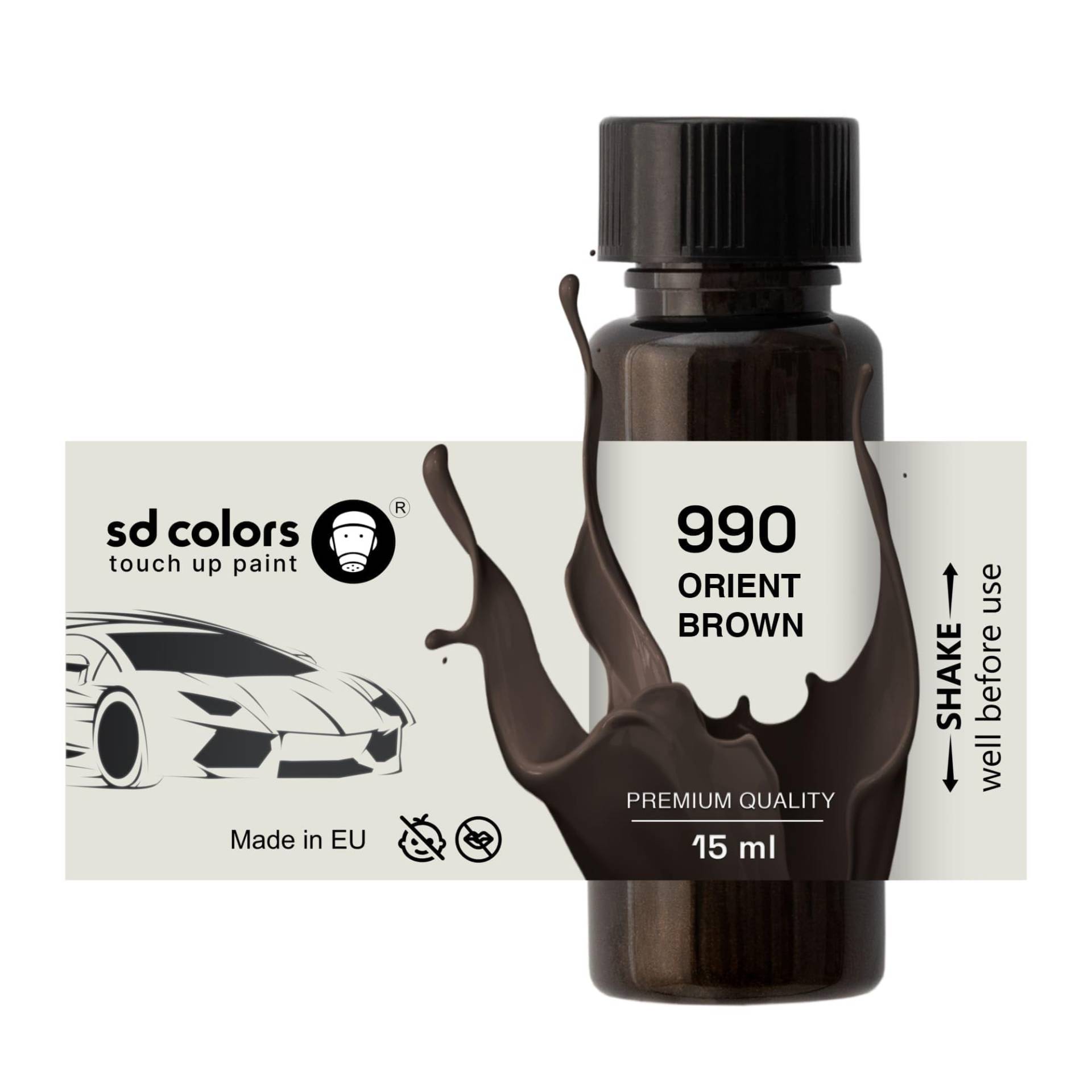 SD COLORS Orient Brown 990 Ausbesserungslack, 15 ML, Reparatur-Pinsel, Farbcode 990 Orient Brown (Farbe) von SD COLORS