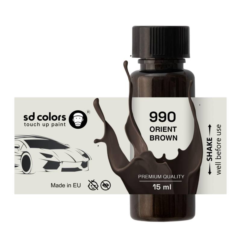 SD COLORS Orient Brown 990 Ausbesserungslack, 15 ML, Reparatur-Pinsel, Farbcode 990 Orient Brown (Farbe) von SD COLORS
