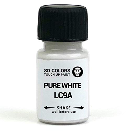 SD COLORS Pure White LC9A Ausbesserungslack, 15 ml, Reparatur-Pinsel, Farbcode LC9A Reinweiß (Just Paint) von SD COLORS