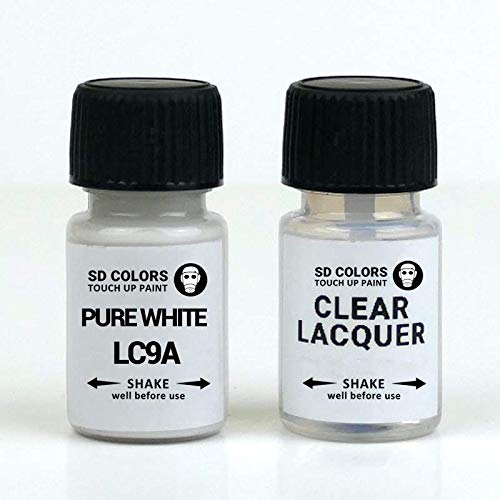 SD COLORS Pure White LC9A Neuer Ausbesserungslack, 8 ml, Reparatur-Pinsel, Farbcode LC9A Reinweiß (Farbe+Lack) von SD COLORS