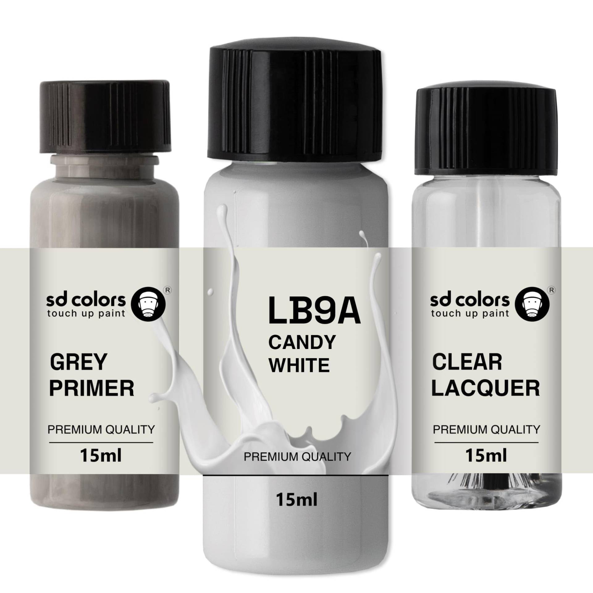 SD COLORS Candy White LB9A B9A B4 Ausbesserungsfarbe, 15 ML, Reparaturpinsel, Farbcode LB9A B9A B4 Candy White (Farbe + Grundierung + Lackierung) SD COLORS Candy White LB9A B9A B4 Ausbesserungsfarbe, 15 ML, Reparaturpinsel, Farbcode LB9A B9A B4 Candy White (Farbe + Grundierung + Lackierung) von SD COLORS