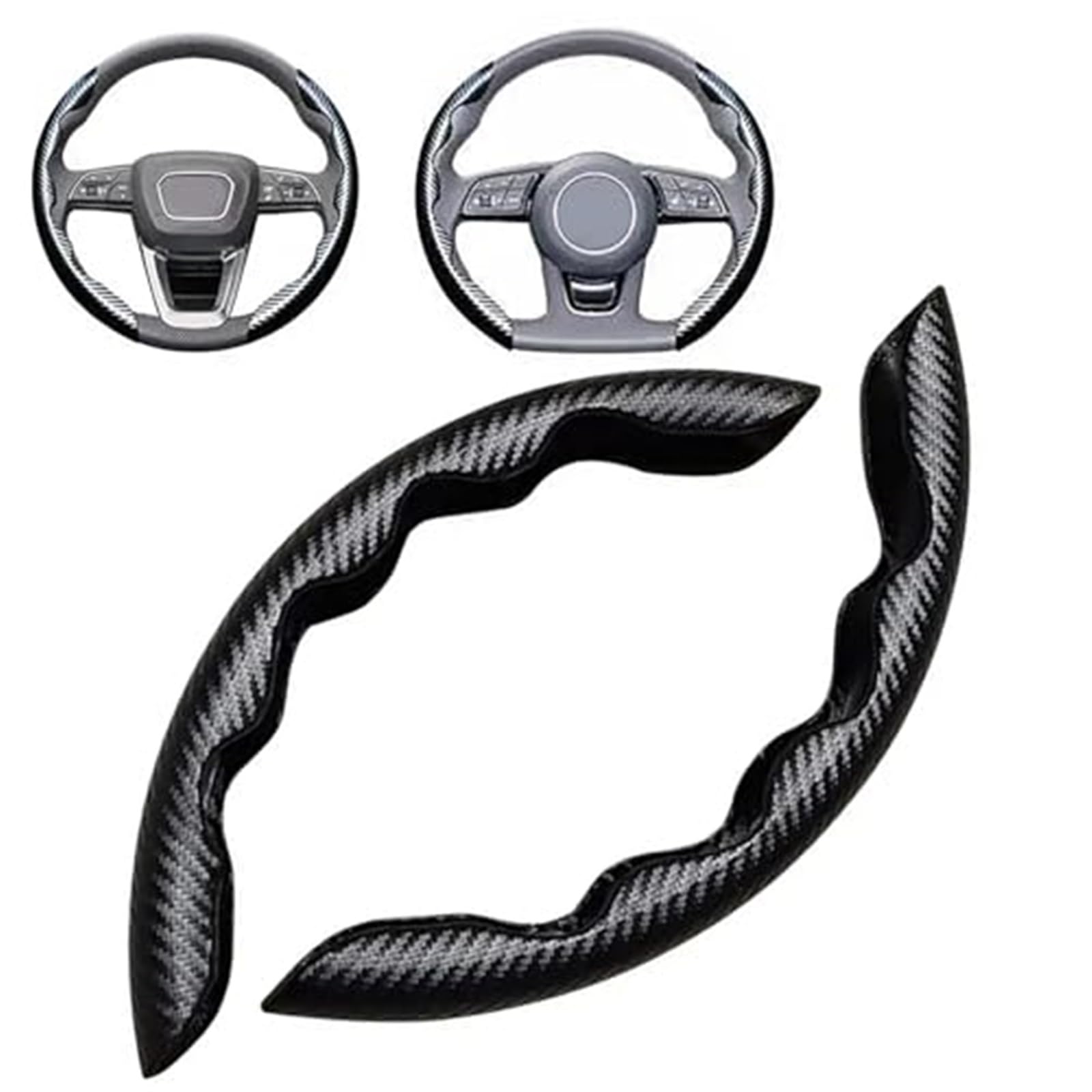 Für VW R/GTS 3.Gen 2009-2012 2013 2014 2015 2016 2017 Anti-rutsch Verschleiß-beständig Lenkrad Schutz Lenkradbezüge fürs Auto(Black) von SDCDKLPEPT