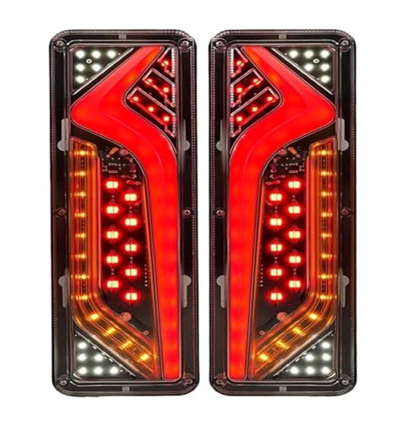 SDCDKLPEPT Rücklicht-Linse Wasserdicht 12 V Für Anhänger LKW LED-Nebelschlussleuchte Rücklicht Boot Wohnmobil Van Durchfluss Lenkung, Bremse, Rückfahrverkehr Rückleuchten(2PCS Style C) von SDCDKLPEPT