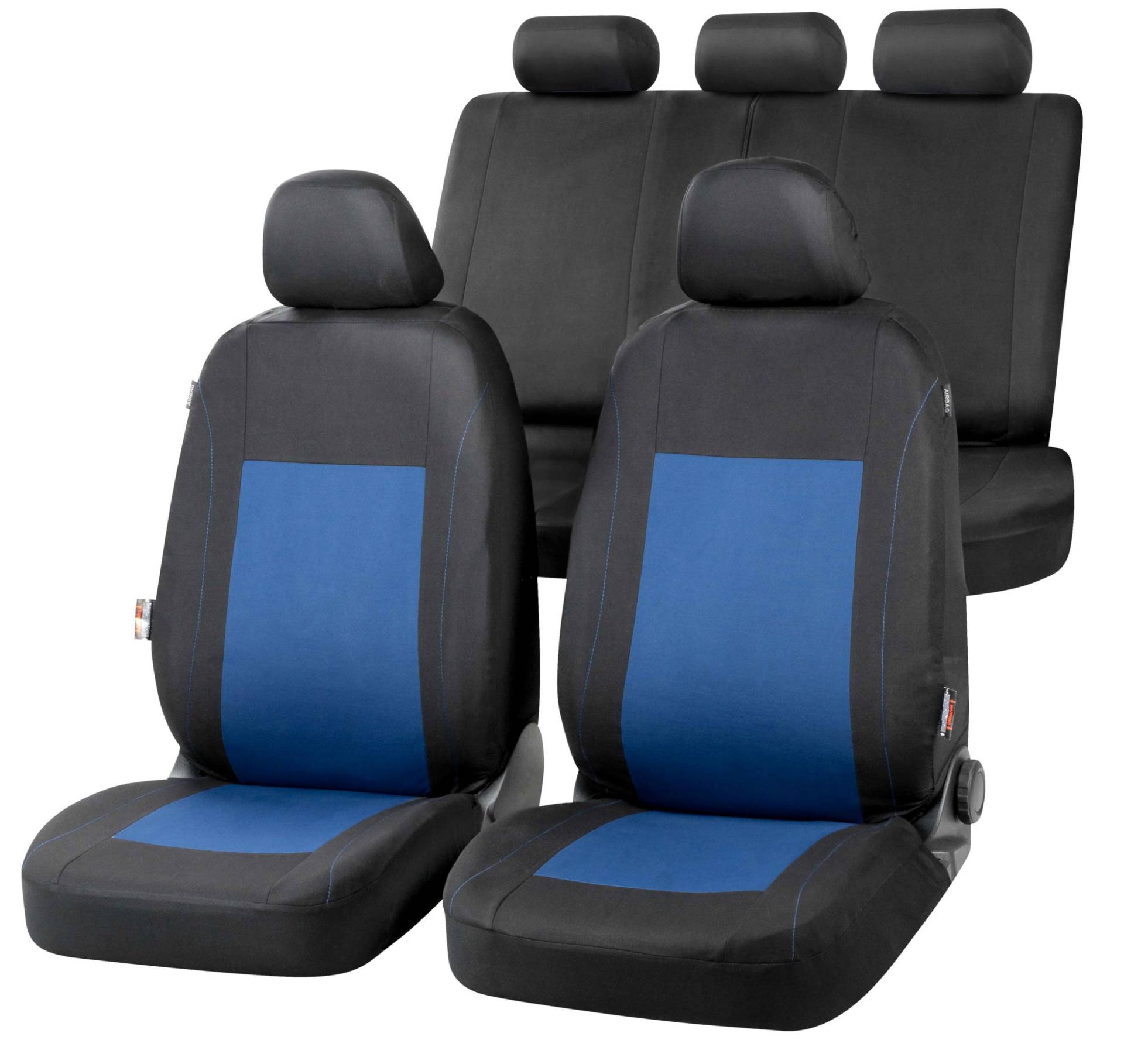 Walser Auto-Sitzbezug Sandray Komplettset, Universal PKW-Sitzbezüge 4-teilig, Auto-Schonbezüge, 2 Vordersitzbezüge, 1 Rücksitzbezug blau-schwarz Walser Auto-Sitzbezug Sandray Komplettset, Universal PKW-Sitzbezüge 4-teilig, Auto-Schonbezüge, 2 Vordersitzbezüge, 1 Rücksitzbezug blau-schwarz von Walser