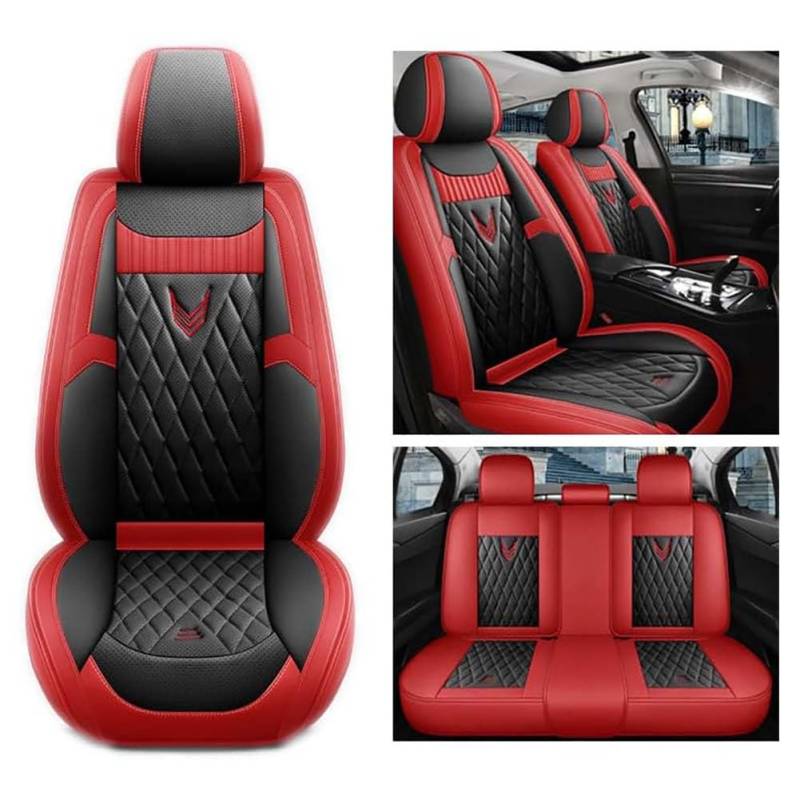 SDDWSDW Autositzbezüge Set für Mercedes Benz M-Class ML W164 SUV ML 320 2006-2011, PU Leder Allwetter Wasserdicht Autositzbezug Vorne Und Hinten Auto Sitzschoner,D/Black-Red von SDDWSDW