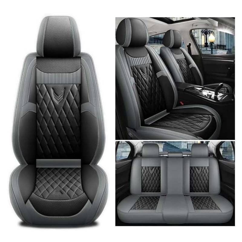 SDDWSDW Autositzbezüge Set für Toyota Corolla Cross Hybrid 2023 2024, PU Leder Allwetter Wasserdicht Autositzbezug Vorne Und Hinten Auto Sitzschoner,B/Grey von SDDWSDW