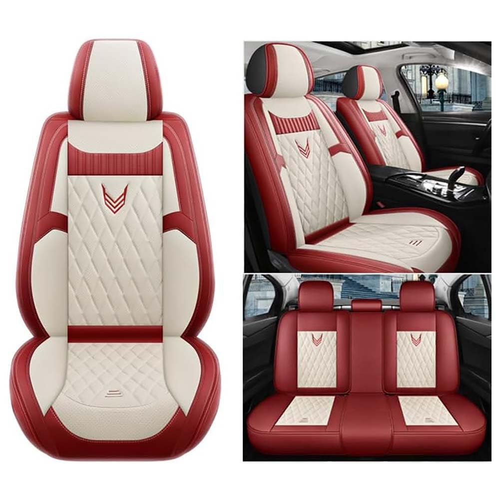 SDDWSDW Autositzbezüge Set für VW ID.4 2021-2025, PU Leder Allwetter Wasserdicht Autositzbezug Vorne Und Hinten Auto Sitzschoner,E/Red SDDWSDW Autositzbezüge Set für VW ID.4 2021-2025, PU Leder Allwetter Wasserdicht Autositzbezug Vorne Und Hinten Auto Sitzschoner,E/Red von SDDWSDW