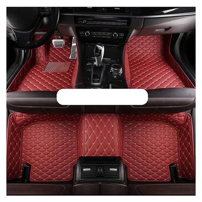 Matten Teppiche Für Fit Für Jazz GE 2008~2013 Auto-Fußmatten Anti-Schmutz-Pads Strapazierfähige Teppichmatte Lederteppich Innenausstattung Autofußmatten(WEINROT) von SDFGJIKO