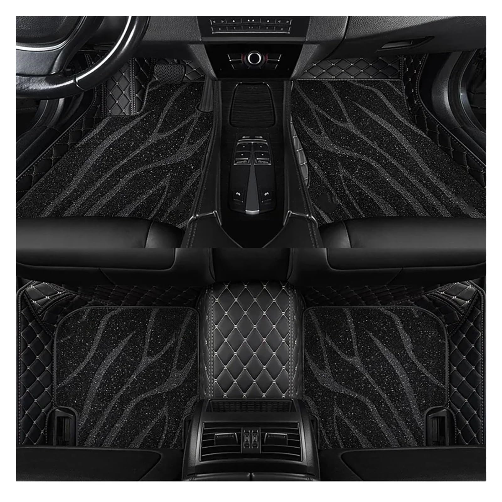 Matten Teppiche Für Hyundai Für Genesis G80 2020-2023 Doppelschichtige Vollflächige Abdeckung Auto-Bodenmatte Autozubehör Autofußmatten(B-Black White-Black) von SDFGJIKO