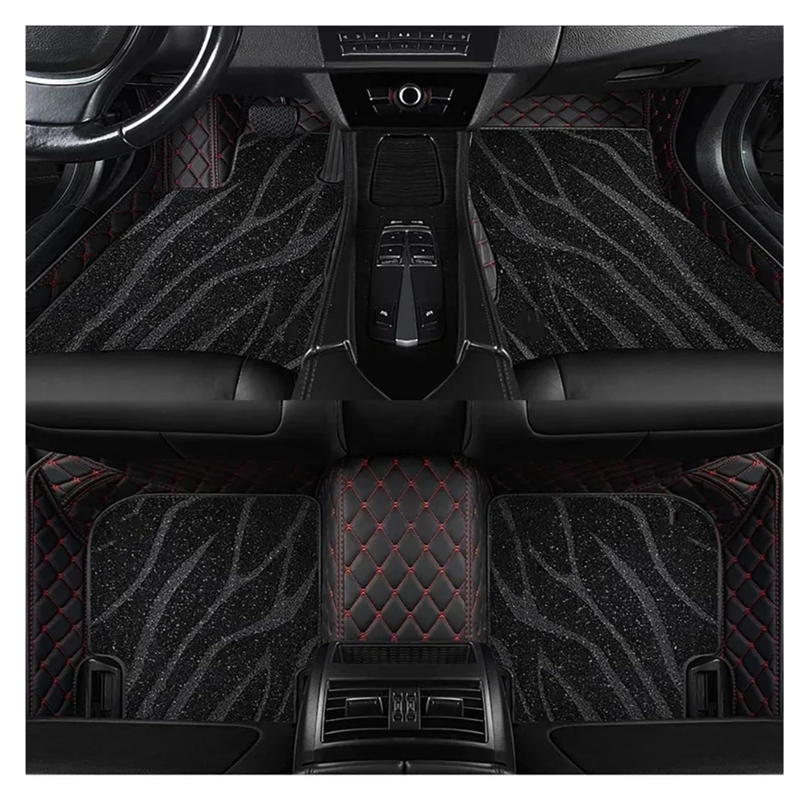 Matten Teppiche Für Hyundai Für Genesis G80 2020-2023 Doppelschichtige Vollflächige Abdeckung Auto-Bodenmatte Autozubehör Autofußmatten(B-Black red-Black) von SDFGJIKO
